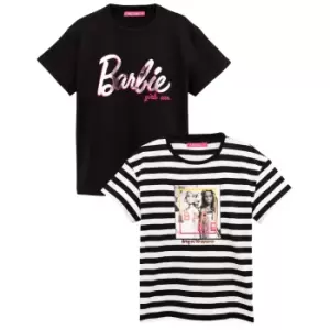 Image of Barbie Girls T-Shirt (Pack of 2) (11-12 Years) (Black/White)