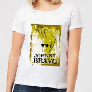 Image of Johnny Bravo Distressed Womens T-Shirt - White - 3XL