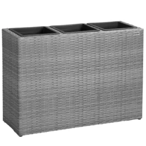 image of Poly Rattan Planter Grey 83x30.5x60cm