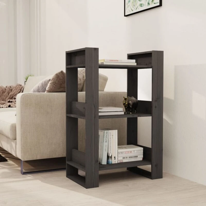 Image of VIDAXL Vidaxl - Book Cabinet/Room Divider Grey 60x35x91cm Solid Wood Pine 8720286905197