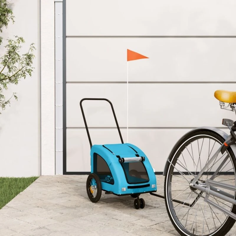 Image of VIDAXL Pet Bike Trailer Blue Oxford Fabric and Iron Vidaxl 8720845770594