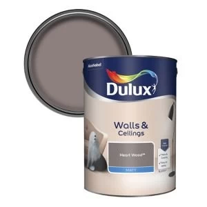 Image of Dulux Walls & Ceilings Heart Wood Matt Emulsion Paint 5L