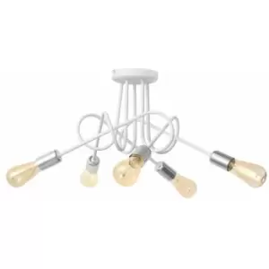 Image of Helam Oxford Multi Arm Semi Flush Ceiling Light White, Chrome 50cm