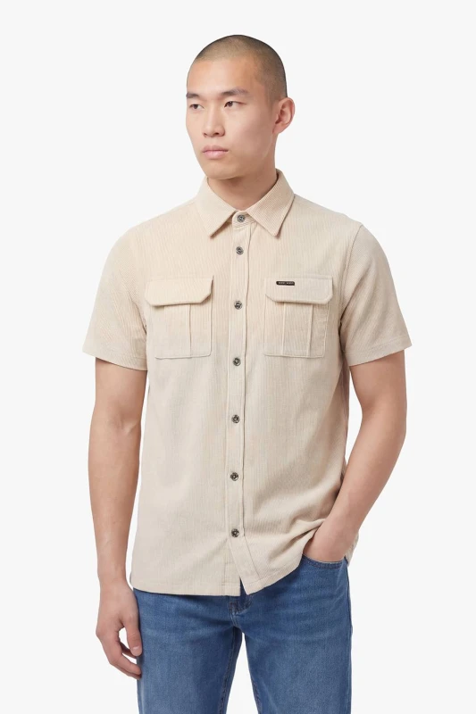 Image of Luke 1977 Mens Lye Cord Shirt in Stone Size: Medium Stone Male M