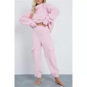 Image of I Saw It First Pink Borg Side Pocket Joggers - Pink