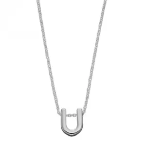 image of Initial U Plain Silver Initial Necklace N4448