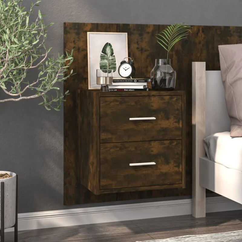 Image of VIDAXL Wall-mounted Bedside Cabinet Smoked Oak Vidaxl 8720286967560