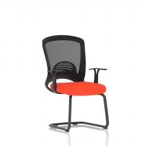 Image of Astro Visitor Bespoke Fabric Seat Tabasco Orange Cantilever Leg Mesh