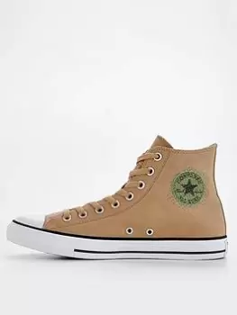 image of Converse Chuck Taylor All Star Summer Utility Canvas Hi Top Plimsolls - Nude/White, Nude/White, Size 6, Men