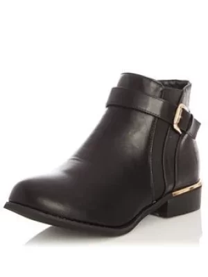 Image of Quiz Faux Leather Flat Ankle Boot