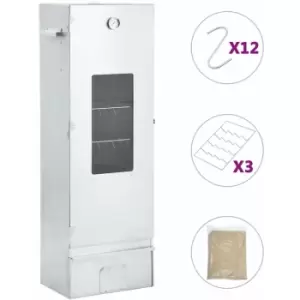 Image of vidaXL BBQ Oven Smoker with 1kg Wood Chips 44.5x29x124cm - Silver