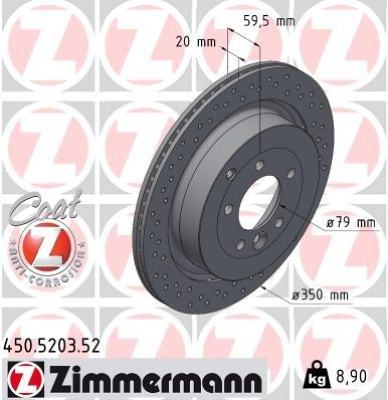 Image of ZIMMERMANN Brake disc ZIMMERMANN 450.5203.52
