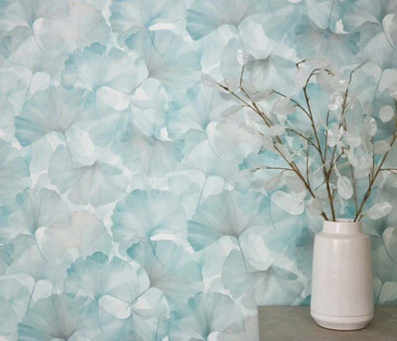 Image of Erismann Wallpaper Ginko Dream Turquoise