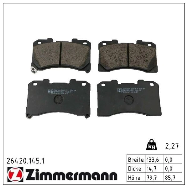 Image of ZIMMERMANN Brake pad set ZIMMERMANN 26420.145.1
