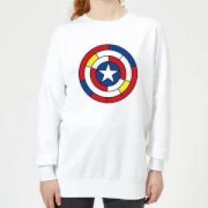 image of Marvel Captain America Stained Glass Shield Womens Sweatshirt - White - L