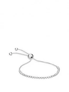 image of The Love Silver Collection Sterling Silver Beaded Adjustable Slider Bracelet