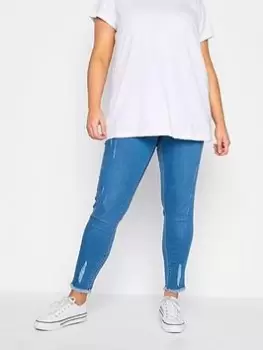 Image of Yours Clothing Jenny 28" Cat Scratch Jegging Electric Blue Size 22, Women