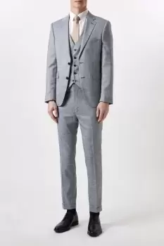 Image of Slim Fit Chambray Blue Slub Suit Jacket