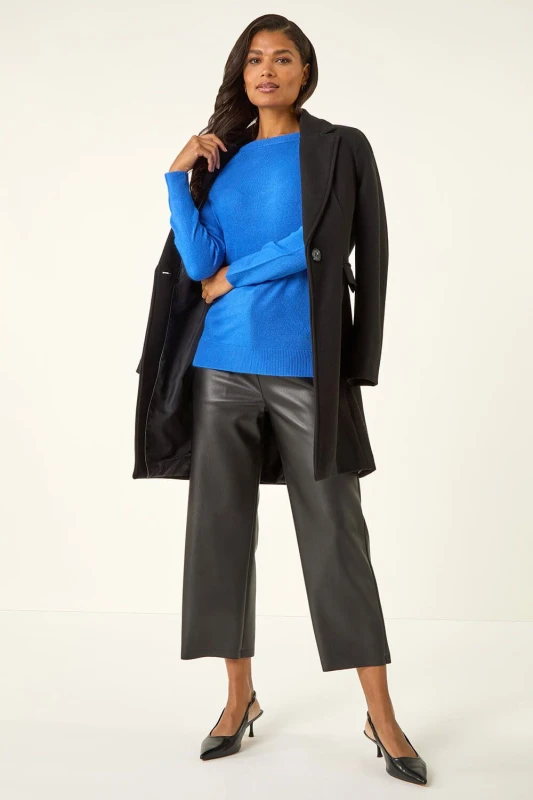 Image of Roman Womens Plain Soft Crew Neck Jumper in Blue Size: 14 Blue Female 14