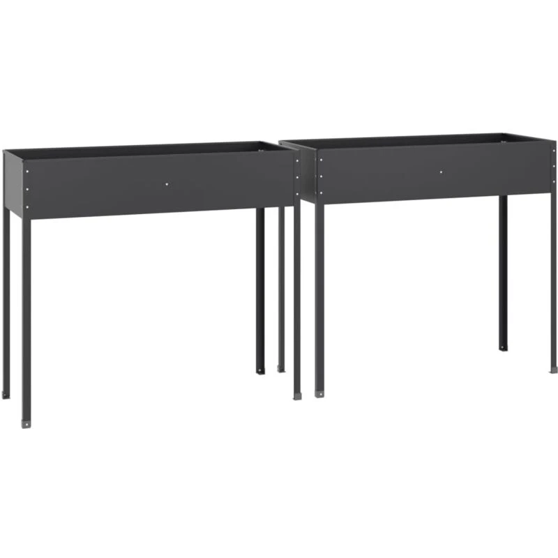 Image of vidaXL Garden Planters 2 pcs Anthracite Galvanised Steel, Grey 3154237