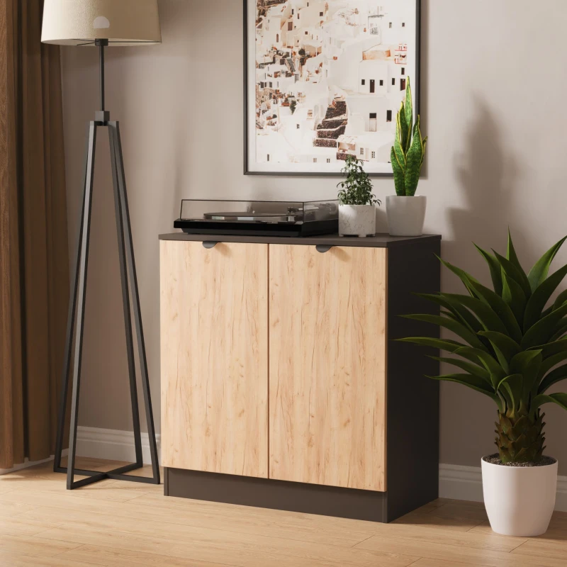 Image of Ready Assembled 2 U Norway 2 Door Cabinet (Ready Assembled) in Dark Grey Dark Grey Unisex