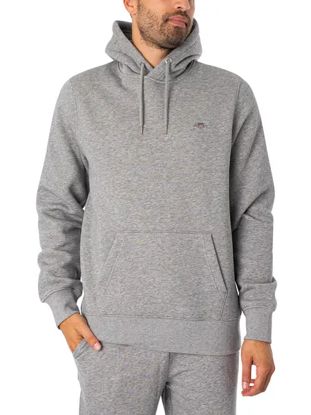 Image of Gant Regular Pullover Hoodie Grey Melange L