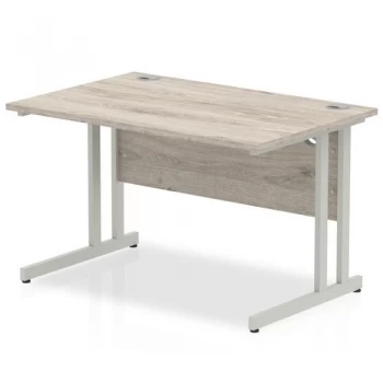 Image of Trexus Rectangular Desk Silver Cantilever Leg 1200x800mm Grey Oak Ref