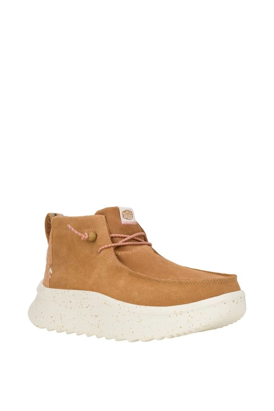 Image of HEYDUDE Wendy Peak Hi Suede Ankle Boots Brown