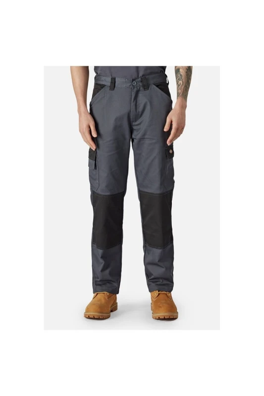 Image of Dickies Mens Everyday Polycotton Knee Pad Pouches Workwear Trousers 34R - Waist 34', Inside Leg 32' Slate Grey/Black ED247-GYBLK-34R
