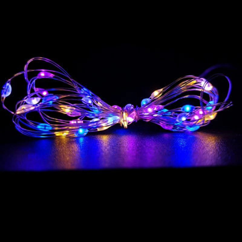 Image of Samuel Alexander 50 LED 2.5M Premier Microbrights Indoor Outdoor Christmas Multi Function Battery Operated Lights With Timer On Pin Wire In Rainbow