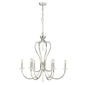 image of 9 Light Chandelier Polished Nickel Finish, E14