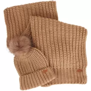 Barbour Womens Saltburn Beanie & Scarf Set Mink