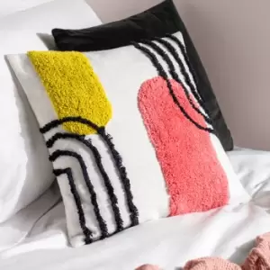 Image of Elmer Cotton Tufted Cushion Citrus/Pink, Citrus/Pink / 45 x 45cm / Polyester Filled