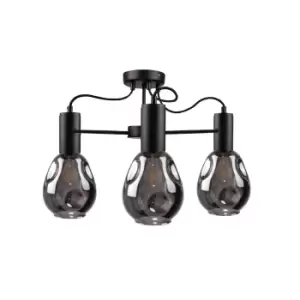 Image of Kari Multi Arm Semi Flush Ceiling Light Black, 60cm, 3x E27