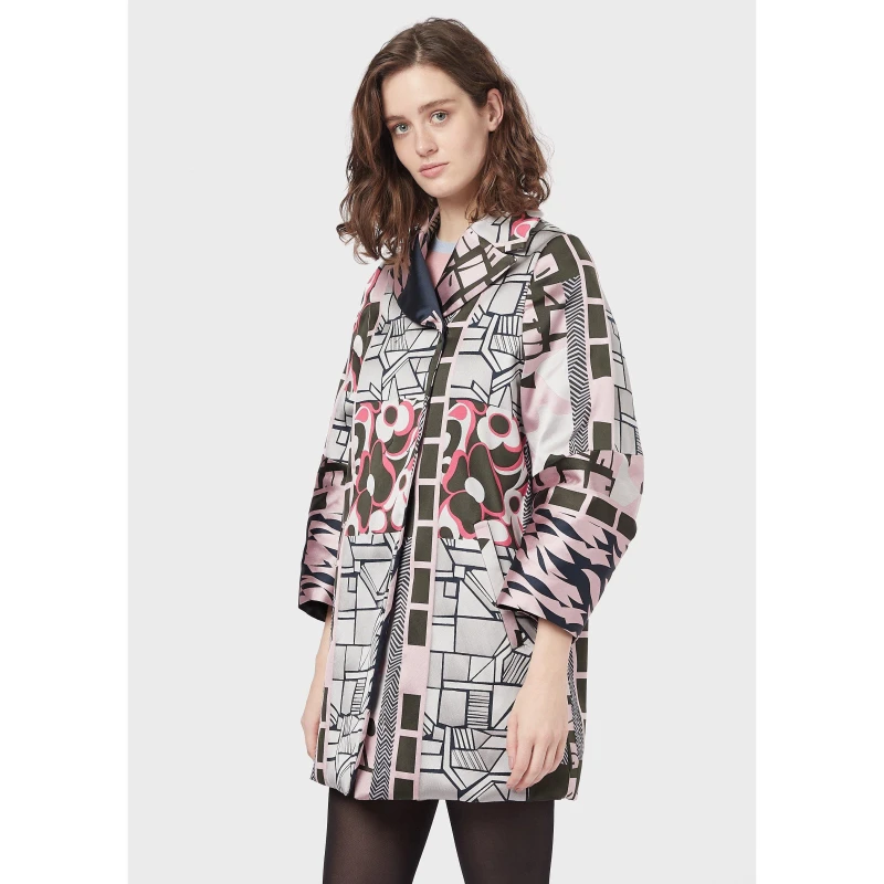 Image of Emporio Armani Printed Duffle Coat - Multi Multi 6