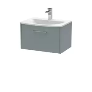 image of Hudson Reed Juno 600mm Wall Hung Single Drawer Vanity & Curved Basin - Coastal Grey