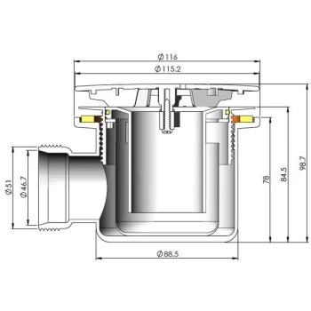 image of 90mm Mega Flow Shower Waste - Chrome - Nuie