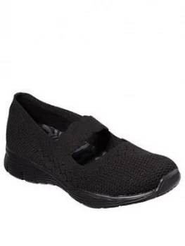 image of Skechers Seager Power Hitter Plimsolls - Black, Size 3, Women