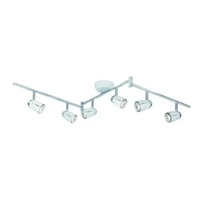 Image of 6 Light Adjustable Ceiling Spotlight Bar Chrome, White, GU10
