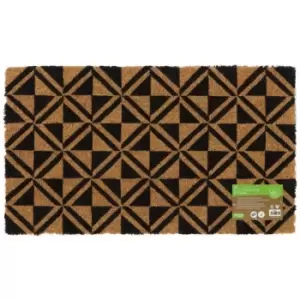 image of Eco-Friendly Black Pattern Latex Backed Coir Entrance Door Mat, Patterned Design