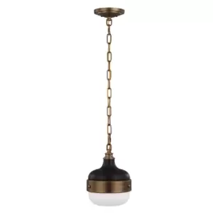 image of 1 Bulb Ceiling Pendant Light Fitting Dark Antique Brass Matte Black LED E27 75W