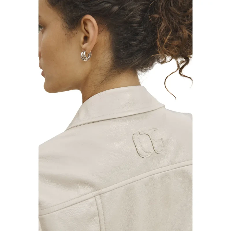 Image of Le Temps des cerises Leather jacket woman Le Temps des cerises Brouz Beige Female S