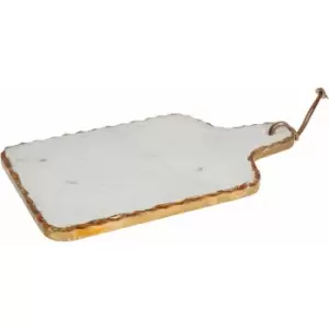 Image of Marble Paddle Cutting/ Chopping Board Accessorized With a Golden Foil Lining To Add a Luxurious Touch/ Ergonomic Handle/ Rounded Edges 23 x 2 x 40