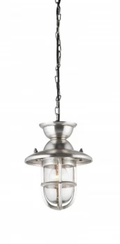 image of Ceiling Pendant Light Clear Glass, Tarnished Silver, E27