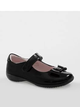 Image of Lelli Kelly Perrie Bow Trim Strap Fastening School Shoes - Black Patent, Size 8.5 Younger