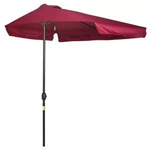 Image of Outsunny 2.3m Half Parasol Semi Round Umbrella Patio Metal Frame Crank Handle for Balcony-- NO BASE INCLUDED, Green