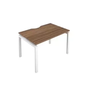 Image of Telescopic Sliding 1 Person Bench with Cut Out and White Frame - 1200mm - Dark Walnut