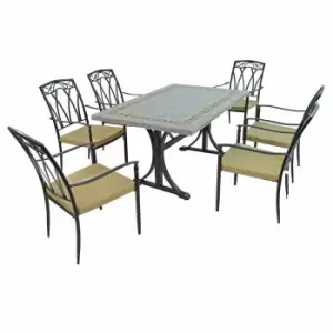 Image of Burlington Dining Table With 6 Ascot Chairs Set