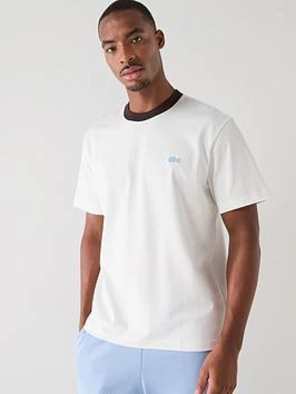 Image of Lacoste Lacoste Short Sleeve Ringer T-Shirt White - Lacoste - Size: 2XL49 White Male 2XL49 LA40805