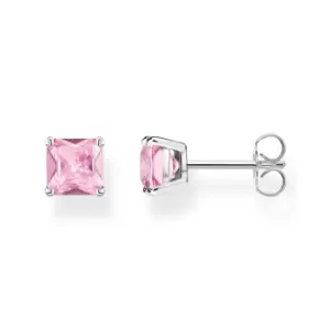 Image of THOMAS SABO Silver Pink CZ Square Stud Earrings
